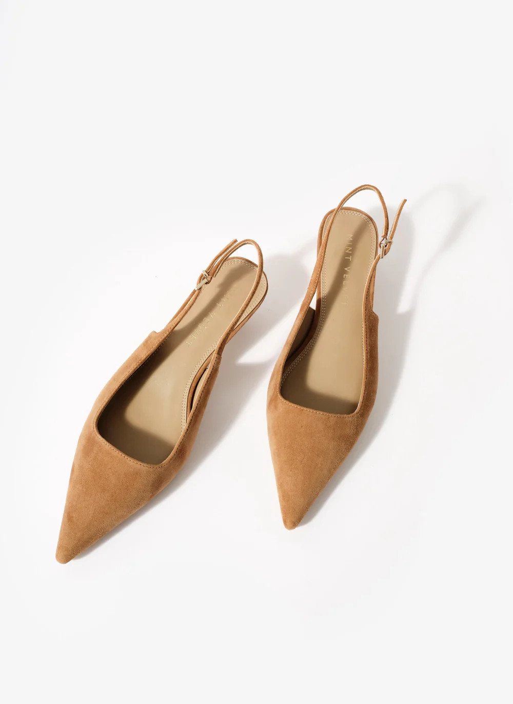 Mila Tan Suede Slingback Kitten Heels | Mint Velvet