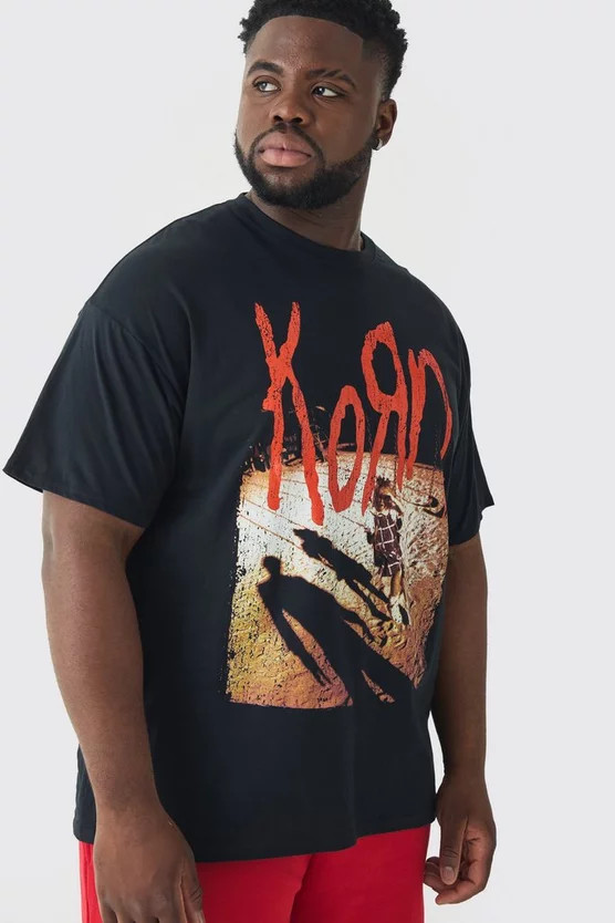 Plus Korn License Print T-shirt | boohooMAN (DE, IE & UK)