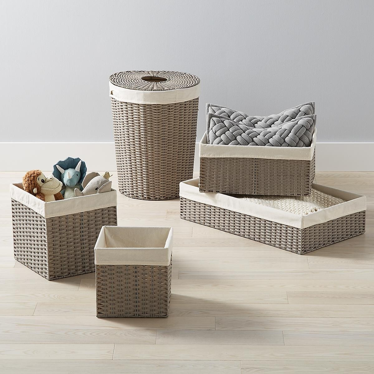 Large Montauk Rectangular Bin Grey | The Container Store
