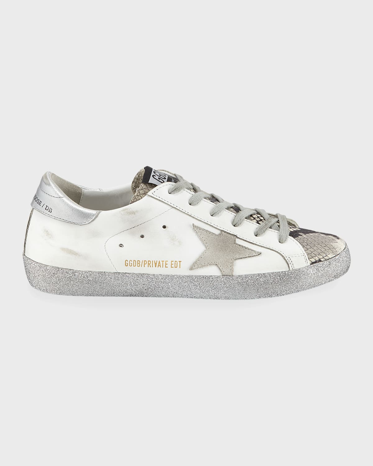 Superstar Snake-Print and Glitter Sneakers | Neiman Marcus