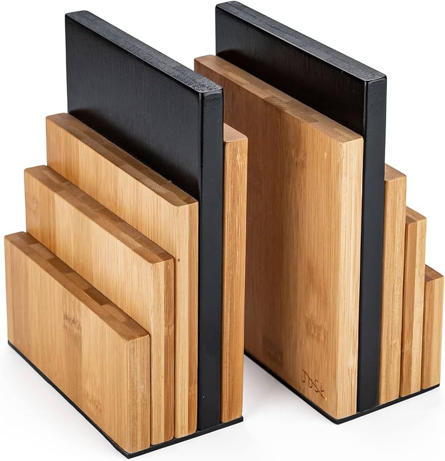 Design Bamboo Book End/Book Organizer - Non-Skid Decorative Bookends for Office and Home - Book H... | Amazon (US)