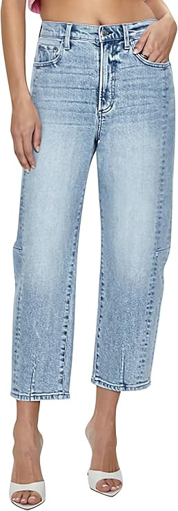 Cicy Bell Womens Capri Barrel Jeans Boyfriend High Waisted Loose Cropped Ankle Denim Pants | Amazon (US)