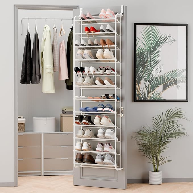 Whitmor 36 Pair Over The Door Shoe Organizer, 12 Tier Hanging Shoe Organizer, Heavy Duty Metal & ... | Amazon (US)