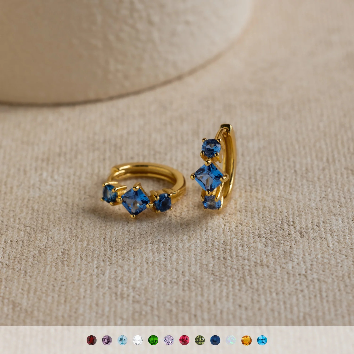 Princess Cut Birthstone Huggie Hoop Earrings | Caitlyn Minimalist | Caitlyn Minimalist