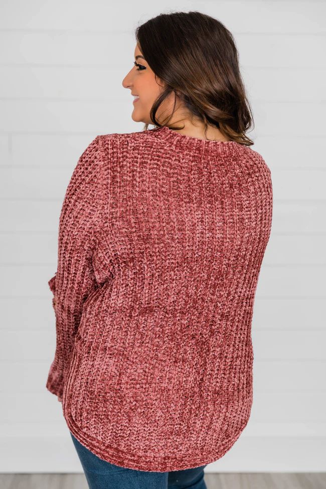 Faithful To My Heart Dark Mauve Sweater | The Pink Lily Boutique