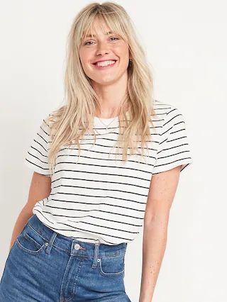 Striped EveryWear Slub-Knit Short-Sleeve T-Shirt for Women | Old Navy (US)