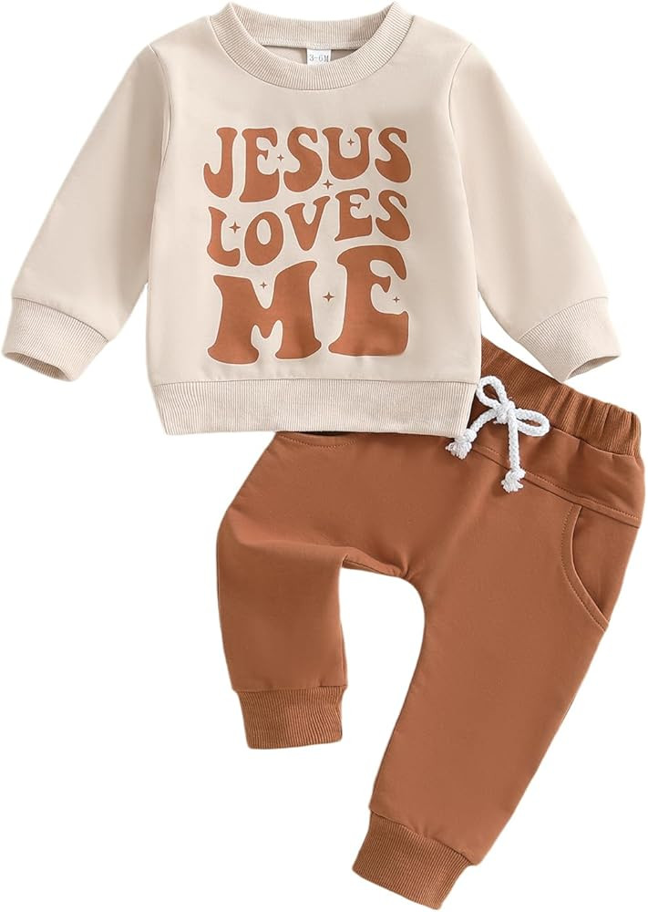 Hekkomird Baby Boy Girl Fall Outfits Cute Letter Print Long Sleeve Sweatshirt Elastic Pants Infan... | Amazon (US)