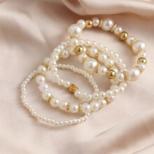 pcs Simple And Sweet MultiLayer Pearl Bracelet Set For Women Daily Wear | SHEIN