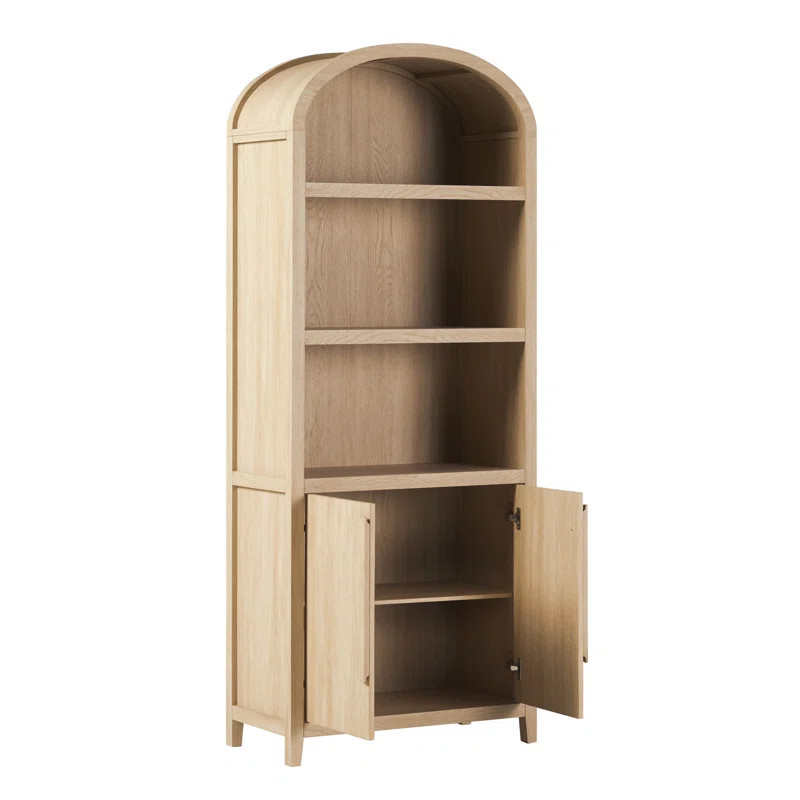 Sitarski Modern Arched Bookcase with Statement Cabinet | Wayfair North America