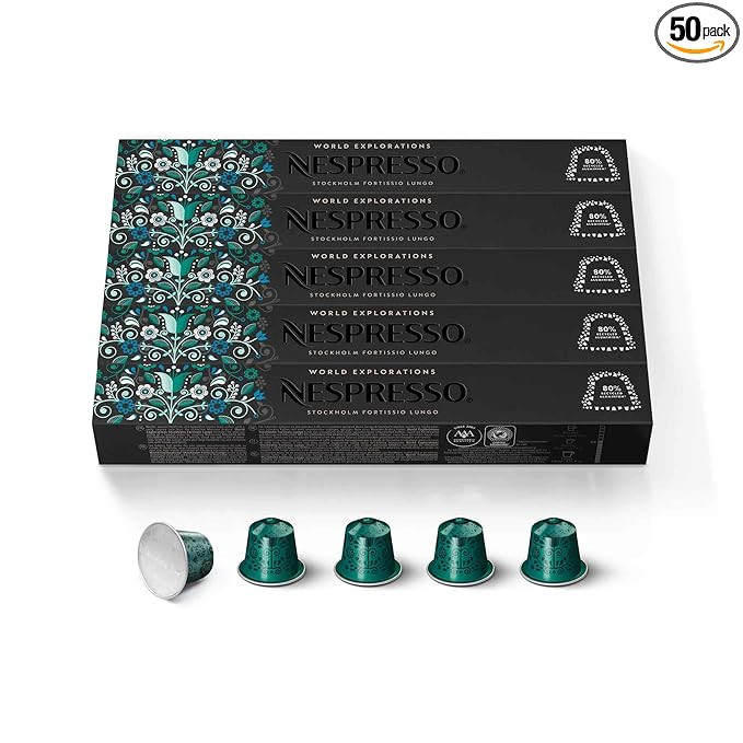Nespresso Capsules OriginalLine, Stockholm Fortissio Lungo, Dark Roast Coffee, 2.11 Oz(Pack of 50... | Amazon (US)