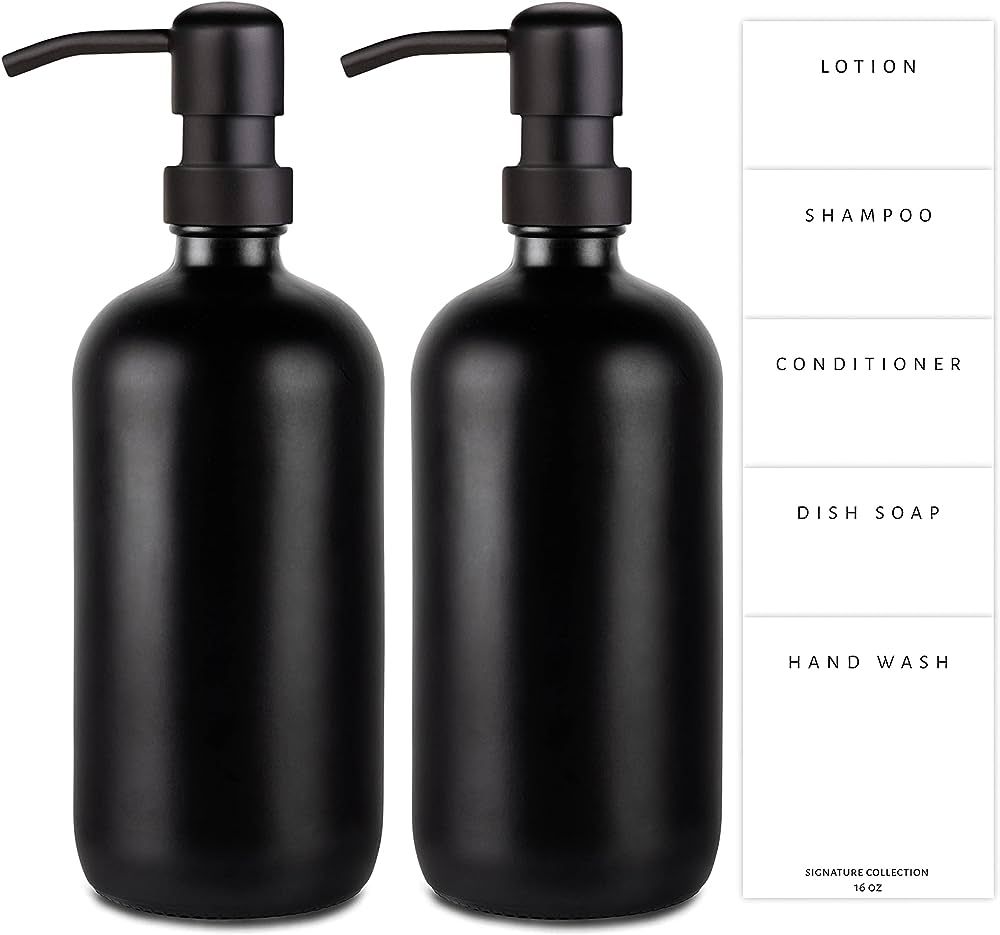 Emerson Essentials Glass Soap Dispensers, 2 Pack Bottles, Rustproof Stainless Steel Pumps Heavy D... | Amazon (US)