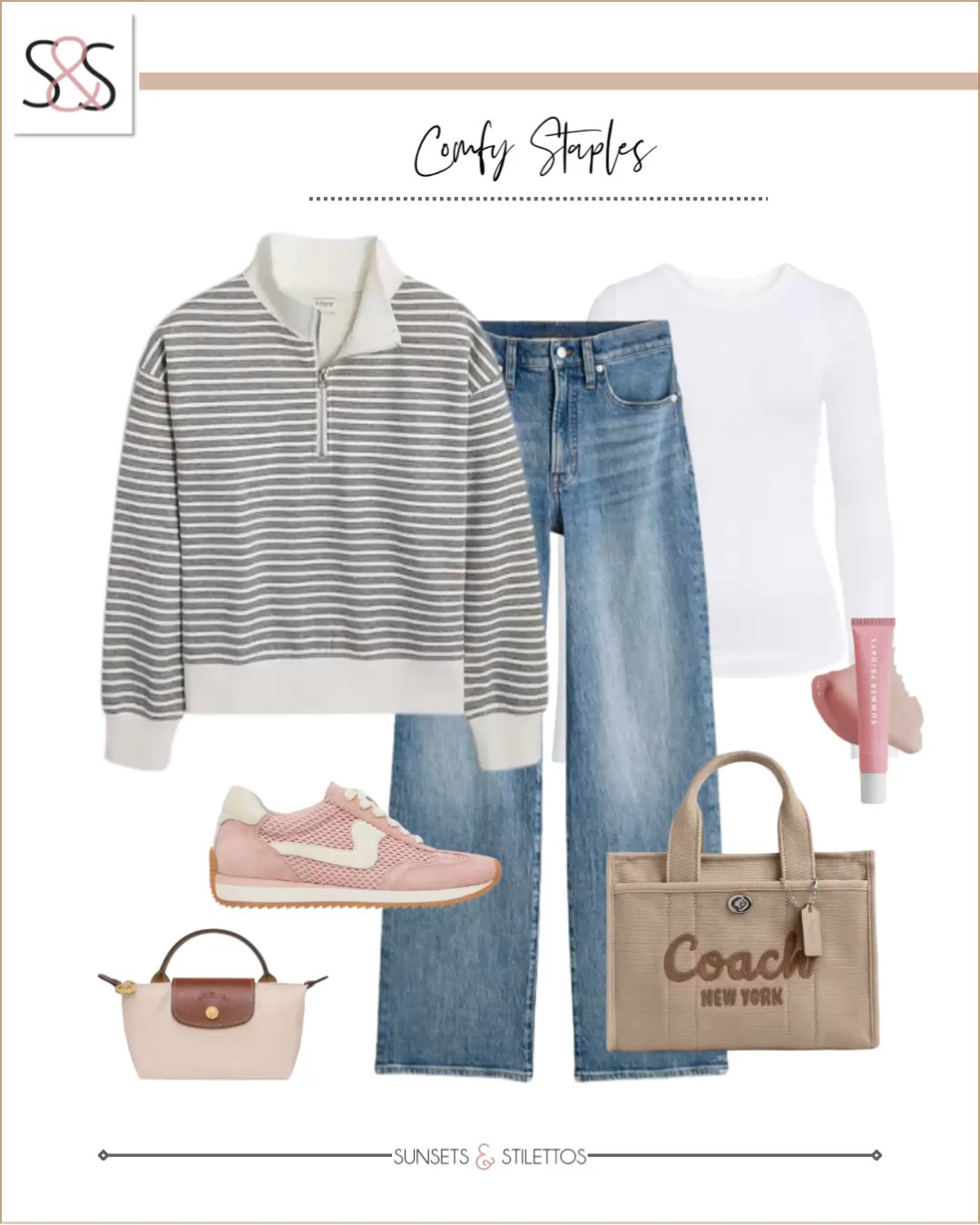 A half zip sweatshirt is a great top layer for cold spring mornings. With wide leg jeans and these dolce vita sneakers, this is a great casual work outfit! 

Sunsets and Stilettos, workwear, coach bag, striped sweater

#LTKWorkwear #LTKStyleTip #LTKOver40