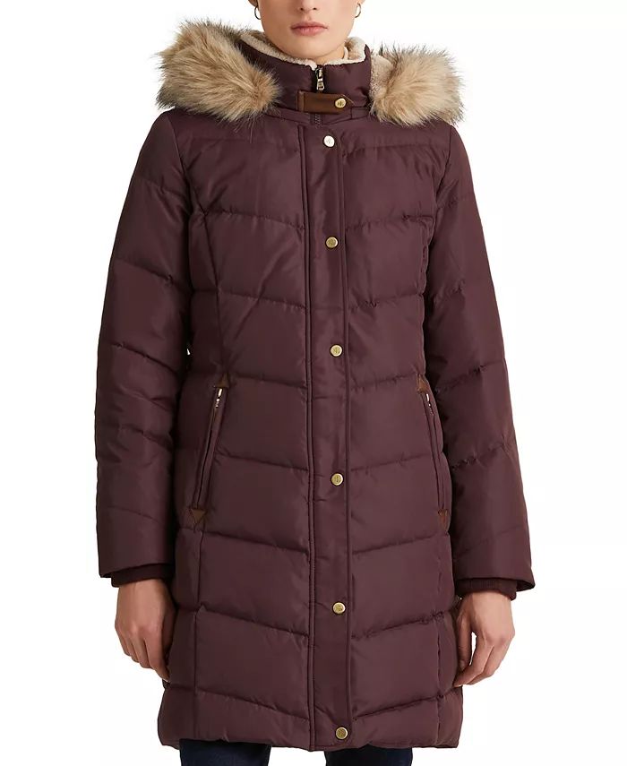 Women's Faux-Fur-Trim Hooded Down Puffer Coat, Created for Macy's | Macys (US)