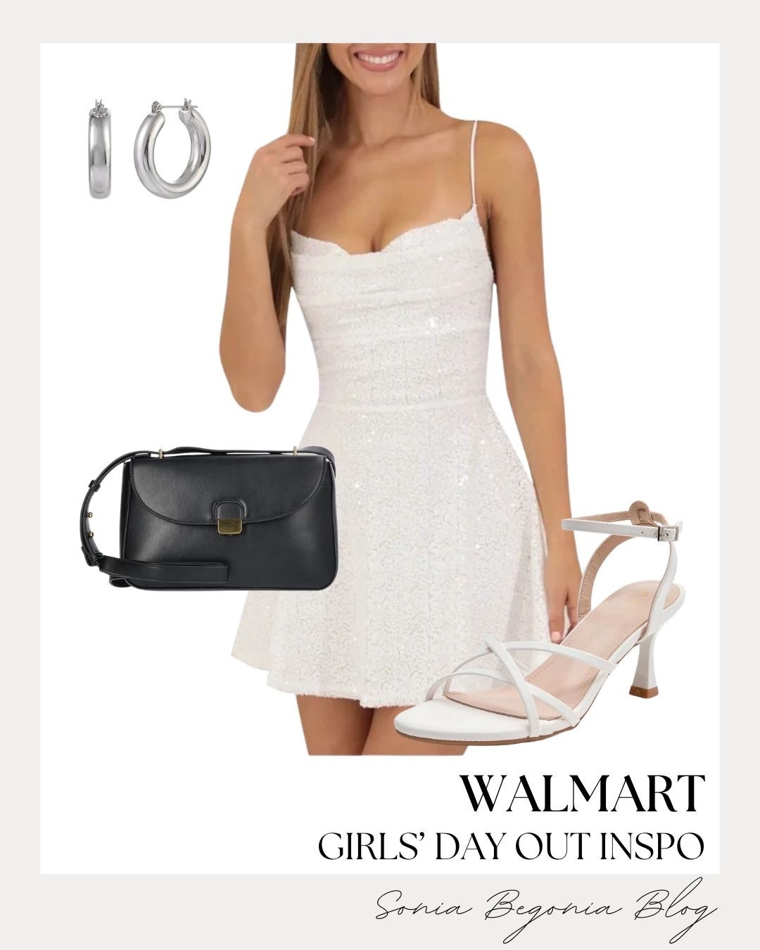 Headed out with the girls? This stunning sequin white mini dress from Walmart is the ultimate chic look for brunch or a day out. 🫶

I styled it with classic white strappy heels, silver hoops, and a structured black shoulder bag. ✨

#LTKunder50 #WalmartFashion #GirlsDayOut #WhiteMiniDress #SummerOutfits #SequinDress #CasualChic #SoniaBegoniaBlog

#LTKootd #LTKSeasonal