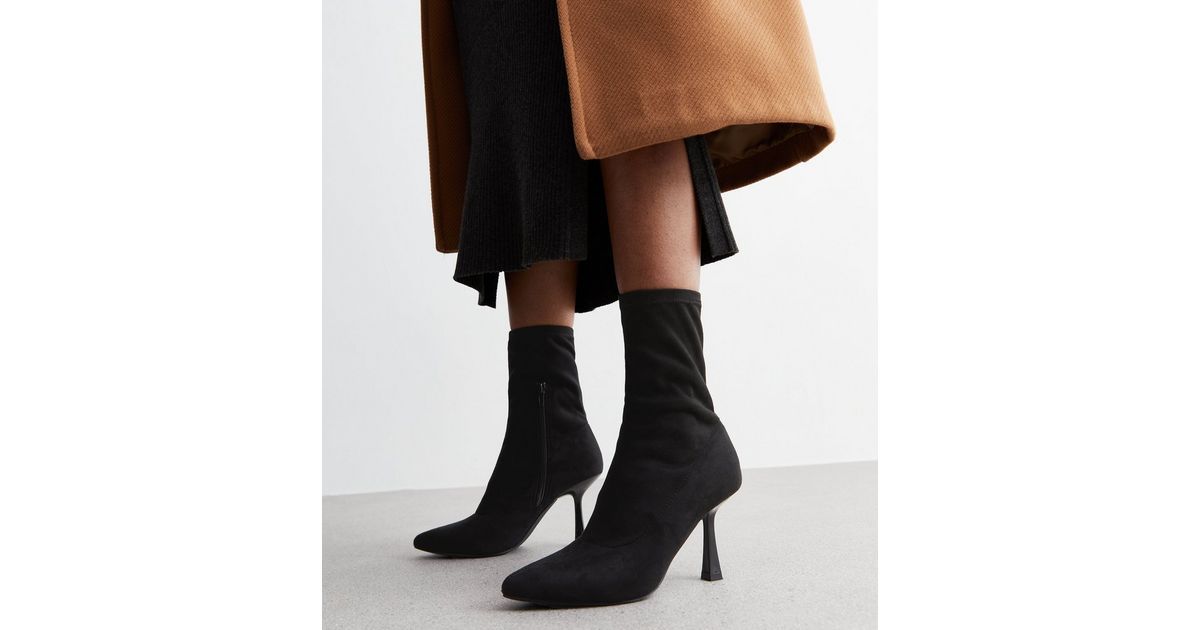 Black Suedette Stiletto Heel Ankle Boots | New Look | New Look (UK)