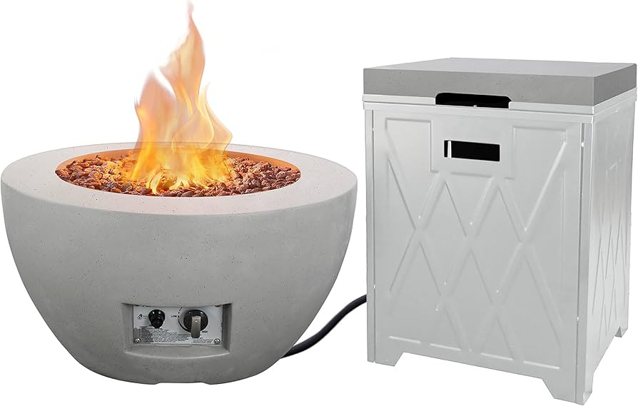 Kante 25" Propane Fire Table with Assemblable Tank Cover, 50,000 BTU Large Concrete Fire Pit Tabl... | Amazon (US)