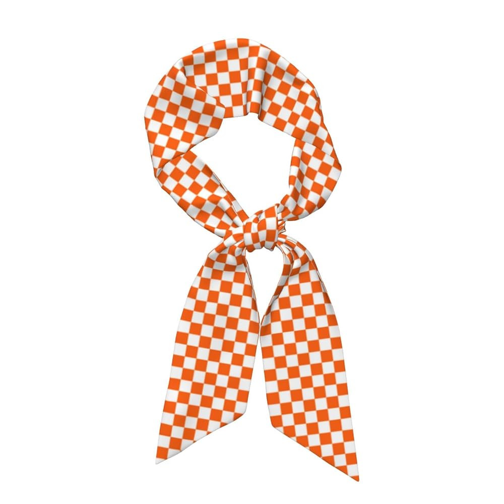 Black White Checkered Chessboard Racing Flag Women's Head Scarf Thin Long Neck Scarves Hairband W... | Amazon (US)