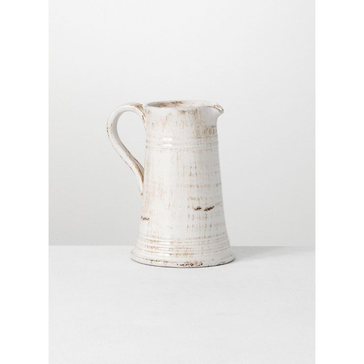 Sullivans Glazed Ceramic Decorative Vase Pitcher 10"H Off-White | Target