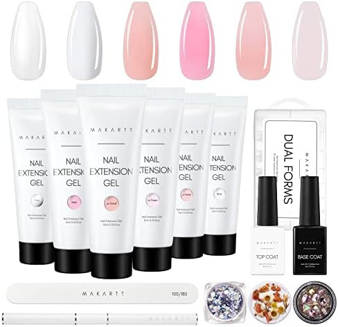 Makartt Poly Nail Gel Kit, Clear Pink Fall Color Nail Gel Kit Poly Nail Extension Gel Nail Enhanceme | Amazon (US)