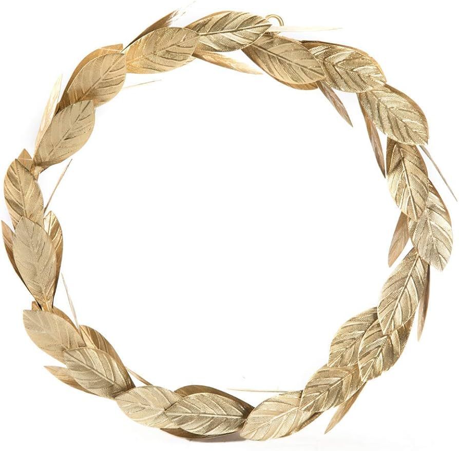 Gold Leaves Metal Wreath Wall Decor for Front Door,13 inch Door Wreath for Christmas,Window,Weddi... | Amazon (US)