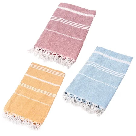 1 Set 3Pcs Turkish Tassel Beach Towels Exquisite Bath Towels Shower Towels (Yellow White) | Walmart (US)