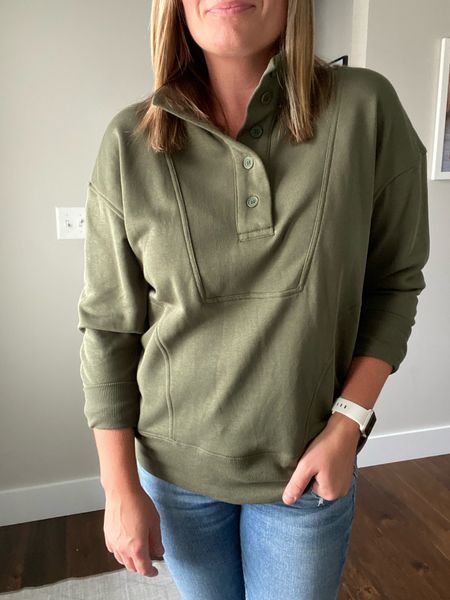 Love this olive color! It’s a great fall sweater to wear with jeans or leggings

Pullover Color is listed as Sea Turtle and I’m wearing size medium.

#LTKSeasonal #LTKfindsunder50 #LTKSale