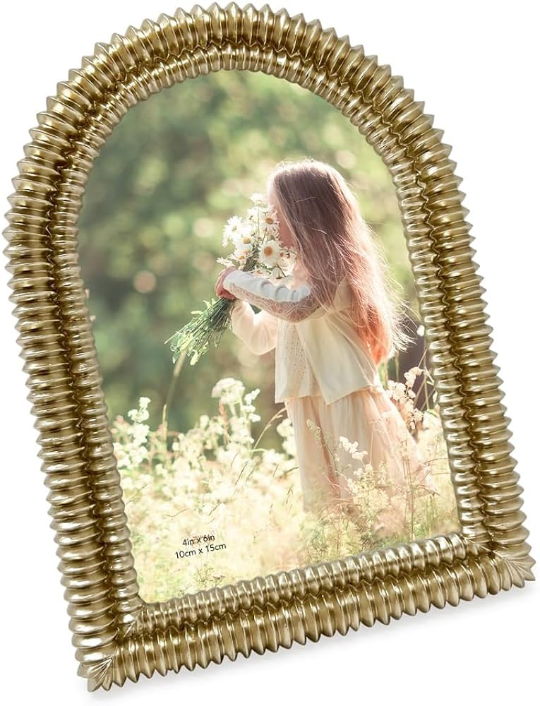 Isaac Jacobs 4x6 Champagne Gold Double Bead Arch Photo Frame w/Easel | Amazon (US)
