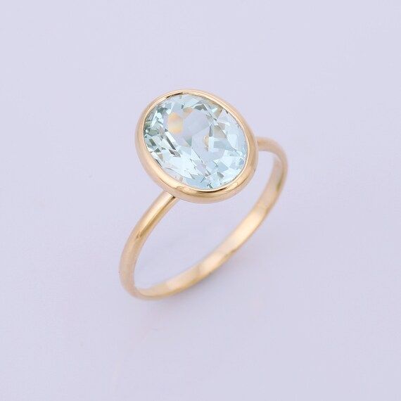 18K Gold Aquamarine and Semi Precious Stone Ring - Bezel setting Ring - Gold Jewelry | Etsy (AU)