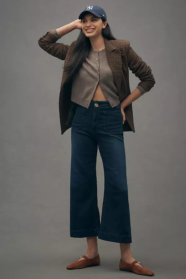 The Colette Knit Crop High-Rise Wide-Leg Jeans by Maeve | Anthropologie (US)