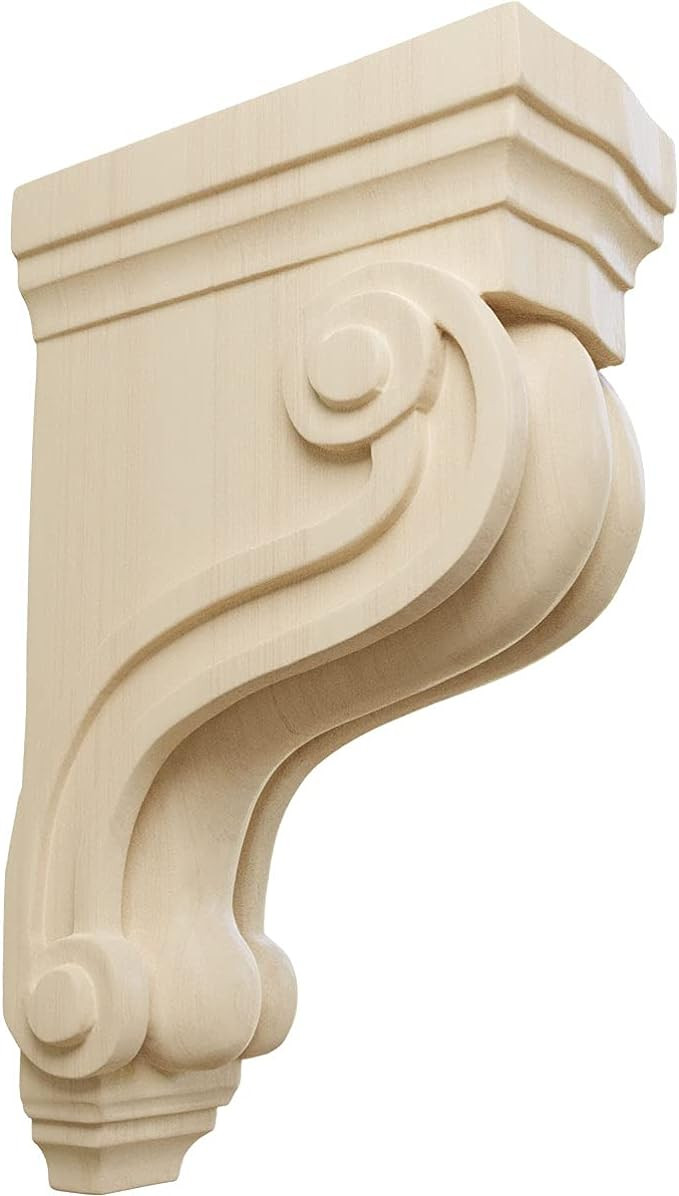 Ekena Millwork COR03X06X10TSRW Boston Traditional Scroll Wood Corbels, 3 3/8"W x 6 1/2"D x 10 1/2... | Amazon (US)