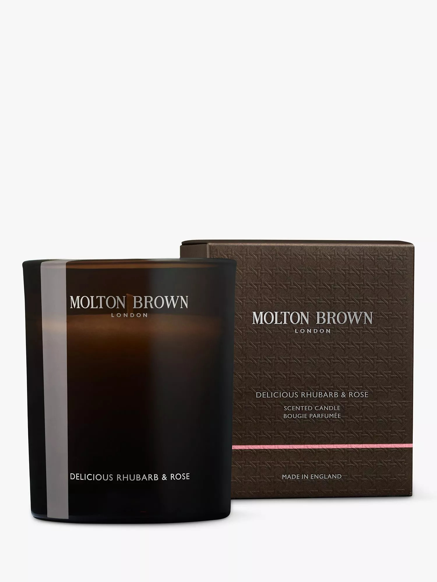Molton Brown Delicious Rhubarb & Rose Scented Signature Candle, 190g | John Lewis (UK)