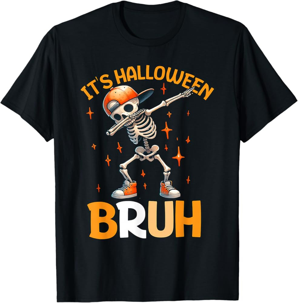 Bruh Halloween Boys Kids Halloween Skeleton T-Shirt | Amazon (US)