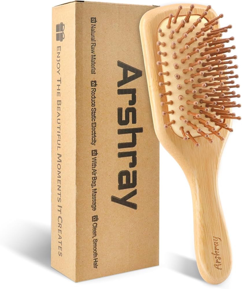Wooden Bamboo Hair Brush with Wooden Handle and Bamboo Bristles,Reduces Static,Ideal for Dry,Curl... | Amazon (US)