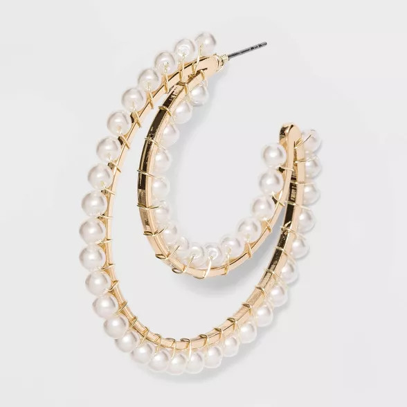 SUGARFIX by BaubleBar Crescent Moon Earrings with Pearl - Pearl | Target