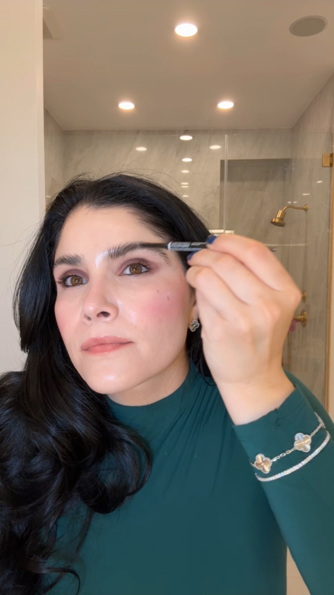 Natasha denona concealer
Natasha foundation 
MAC eyeshadow 
Giorgio Armani blush
Makeup by Mario 
Rare beauty 

#LTKselfcare #LTKootd #LTKmorningroutine