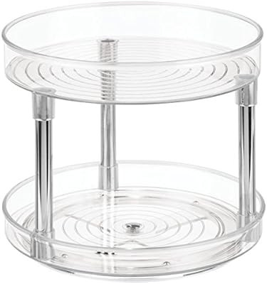 mDesign 2 Tier Lazy Susan Turntable Food Storage Container for Cabinets, Pantry, Fridge, Countert... | Amazon (US)