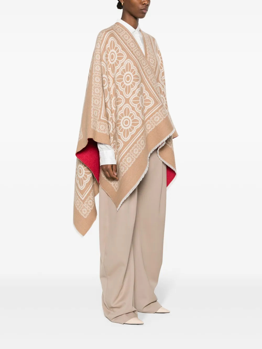 La DoubleJ Tiles-print Reversible Poncho | Brown | FARFETCH | Farfetch Global