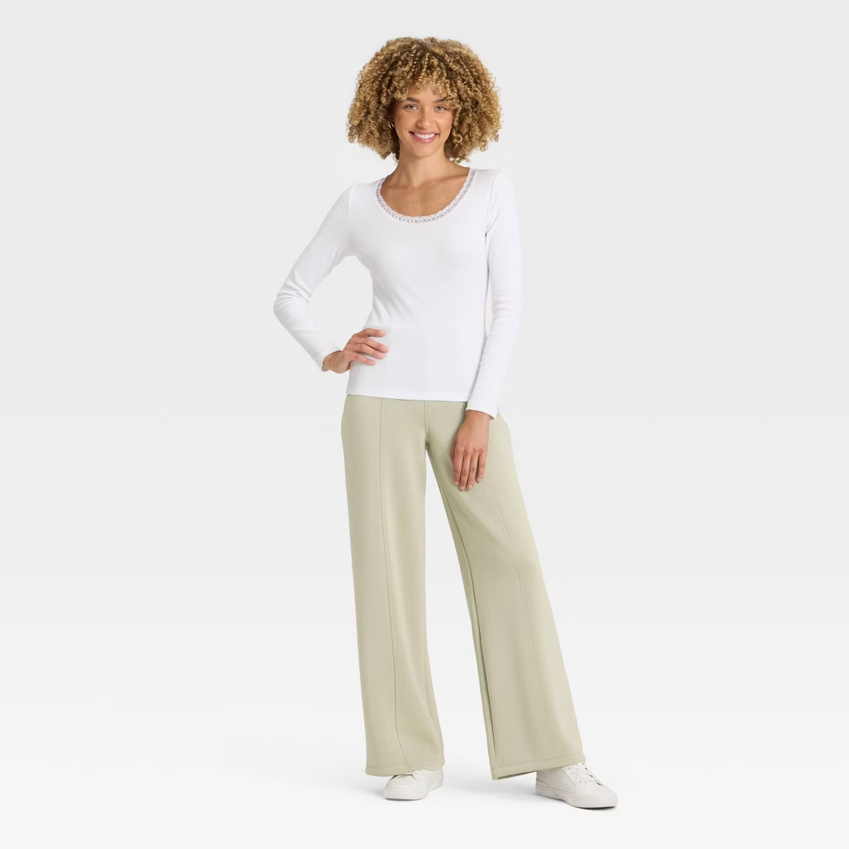 Women's High-Rise Sandwash Pull-On Pants - A New Day™ Light Green S | Target