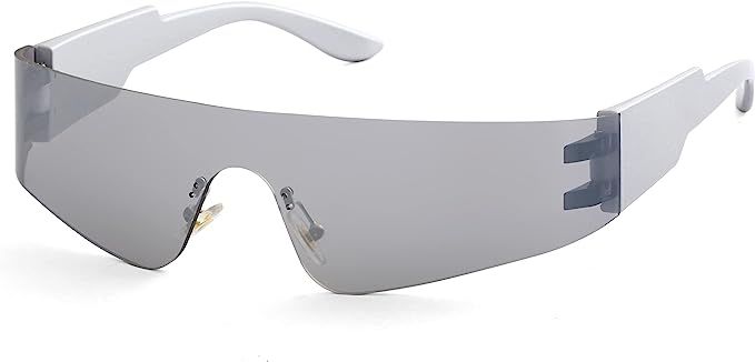 Kursan Wrap Around Sunglasses for Women Men Fashion One Piece Rimless Flat Top Shield Eyewear Y2k... | Amazon (US)