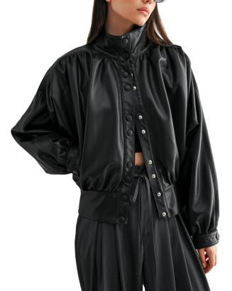 LUVEEOversized Faux Leather Bomber Jacket Be the first to Write A ReviewColor:BlackSize: Please s... | Bloomingdale's (US)