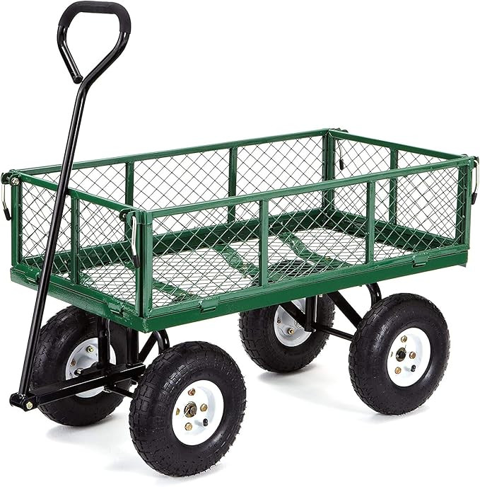 Gorilla Carts GOR400-COM Steel Garden Cart, Steel Mesh Removable Sides, 3 cu ft, 400 lb Capacity,... | Amazon (US)