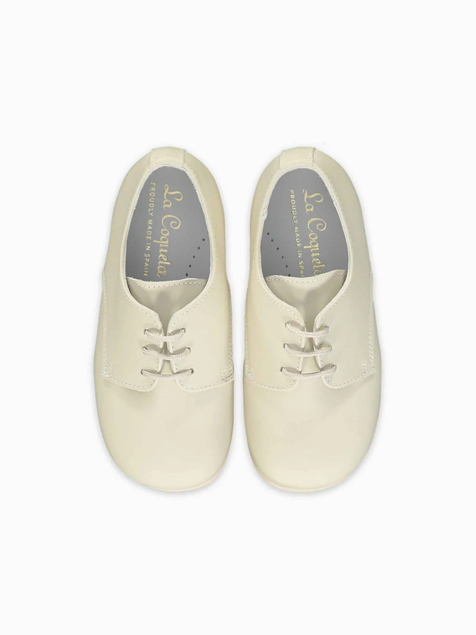 Ivory Leather Toddler Inglesito Ceremony Shoes | La Coqueta (US)