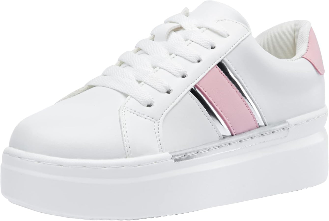 Jeossy Women's Platform Chunky White Casual Sneakers, Comfort 8028 Trendy Sneakers So Light Weigh... | Amazon (US)