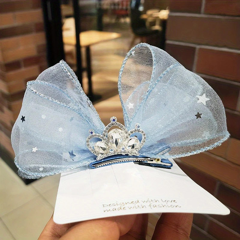 Baby Girls Crown Mesh Bowknot Sweet Cute Princess Hair Clips Headwear Hair Accessories - For Litt... | Temu Affiliate Program
