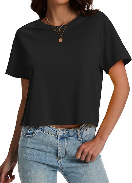 SMENG Women's Workout Crop Tops UPF50+ Cotton Soft Breathable Tshirt Loose Short Sleeve Yoga Athl... | Amazon (US)