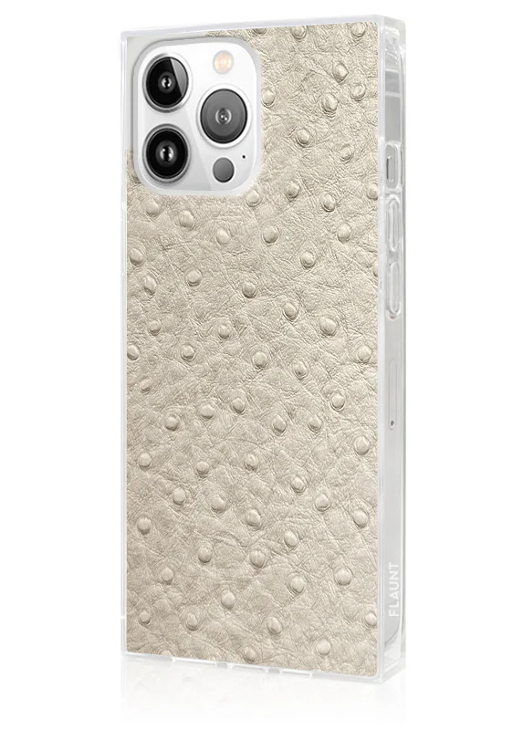 SQUARE® Ivory Ostrich Faux Leather iPhone Case | FLAUNT
