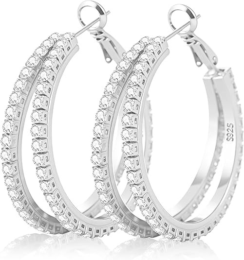 Senteria S925 Sterling Silver Hoop Earrings Hypoallergenic Silver Double Hoop Earring for Women N... | Amazon (US)