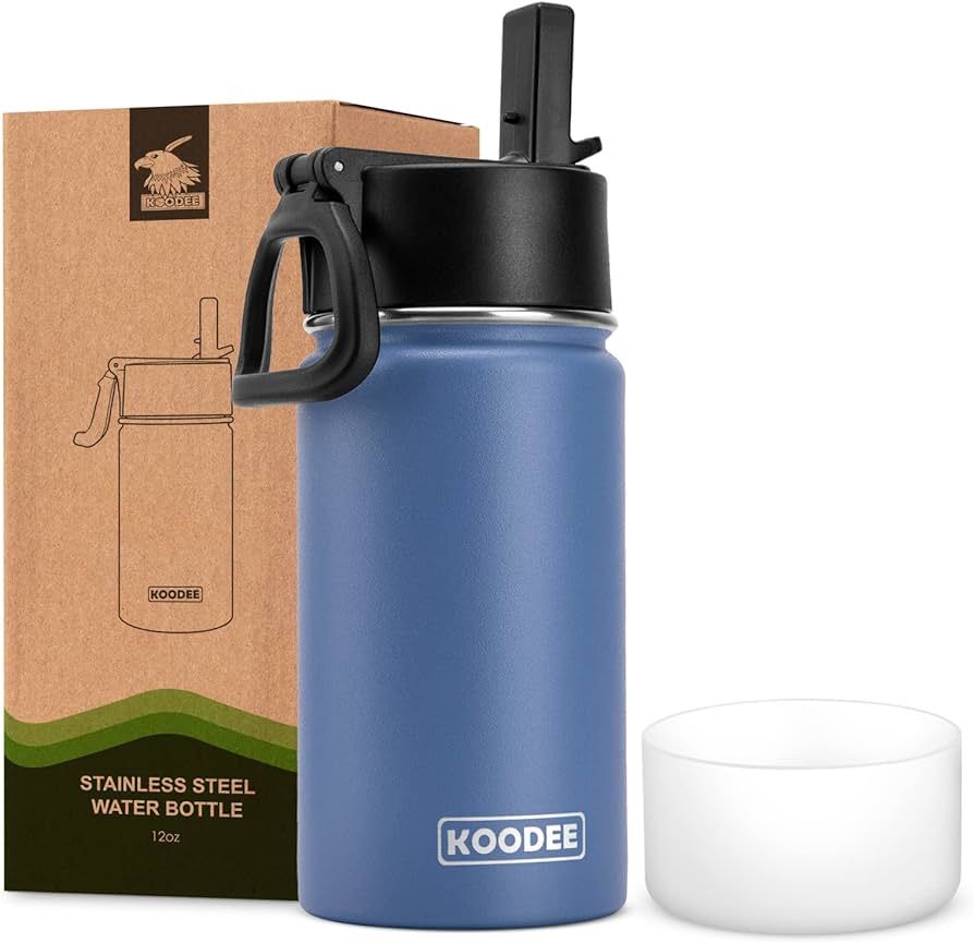 koodee Water Bottle with Straw-12 oz Stainless Steel Double Wall Vacuum Insulated Water Bottle fo... | Amazon (US)