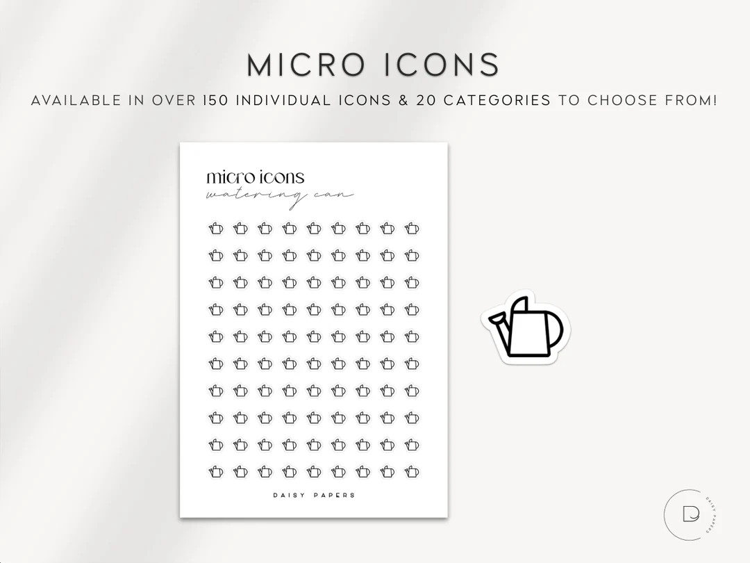 WATERING CAN Micro Icon Stickers Planner Stickers - Etsy | Etsy (US)