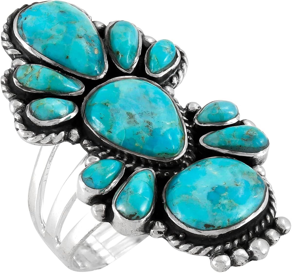 Turquoise Ring Sterling Silver 925 Genuine Gemstones Size 6 to 11 | Amazon (US)